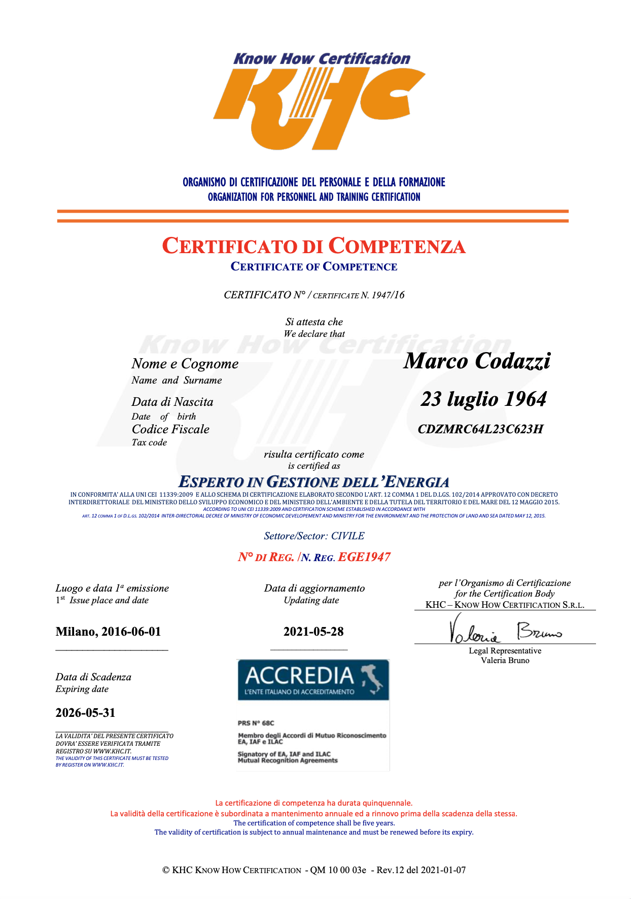 Certificato di competenza civile Certificazioni