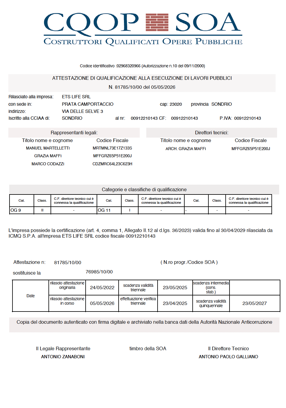 Certificazioni